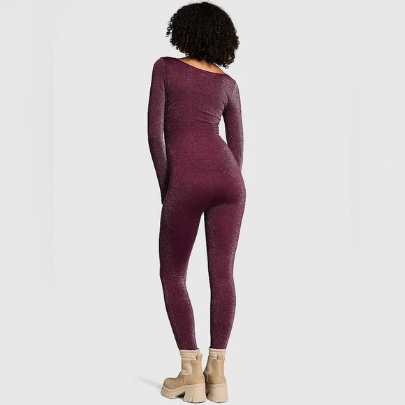PINK BY VICTORIA SECERT LONG SLEEVE BODYSUIT - BURGUNDY SIZES XS, S, M, (NWT) - Picture 2 of 6